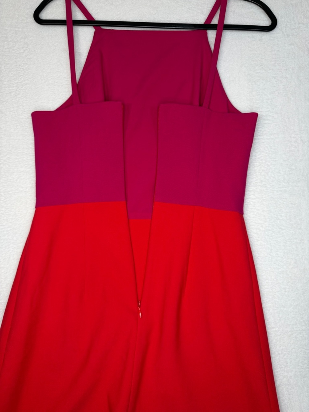 French Connection Women's Bright Pink & Orange A-Line Dress Colorblock Summer - Picture 9 of 10